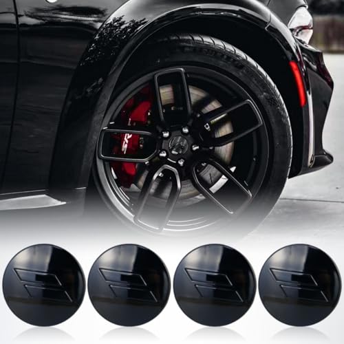 63mm=2.5 inches-Slash Wheel Center Cap Covers Hub Cap Emblem Badge Compatible with Jeep & Chrysler & Dodge Charger Challenger Durango Dart (Black) - color: Black