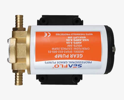 SEAFLO 12V Self Priming Impeller Gear Pump - 3.2 GPM Oil Change Diesel Fuel Transfer Pump, Reversible Flow, Copper Impeller, Rugged Metal Gears, 4 Year Warranty
