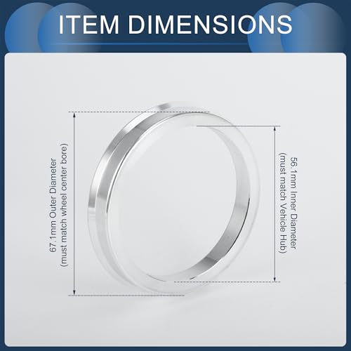 Hub Centric Rings, 56.1mm ID to 67.1mm OD Vehicle Wheel Hubrings Aluminum Alloy, 4 Pcs - size: 56.1mm to 67.1mm