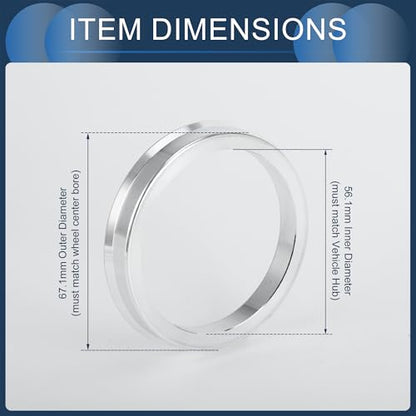 Hub Centric Rings, 56.1mm ID to 67.1mm OD Vehicle Wheel Hubrings Aluminum Alloy, 4 Pcs - size: 56.1mm to 67.1mm