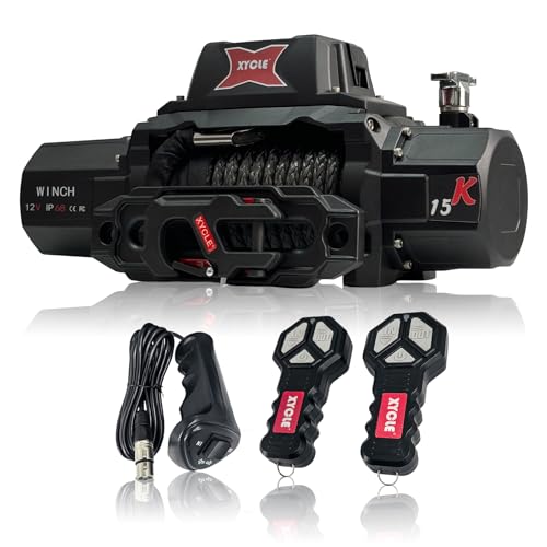 15,000 lb Recovery Winch,12V Electric Winch with 1/2” x70 FT Synthetic Rope,IP68 Waterproof,Anti Slip Roller,All-Metal Housing,2 Wireless Remotes & Wired Controller for Jeep,SUV,Truck & Trailer - style: 15K