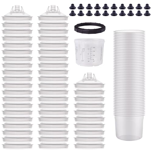 Disposable Paint Spray Gun Cups Kit 200ML 8OZ Clear Plastic