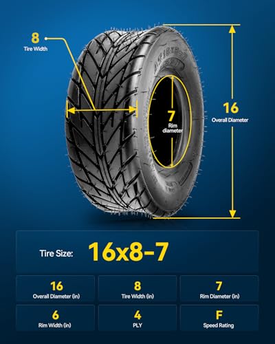 PHILTOP 16x8-7 ATV UTV Tires, Lawn Mower Golf Cart Turf Tires, 4PR, Set 2 - color: Z-129 -2PCS, size: 16x8-7