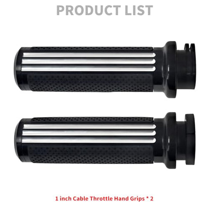 1 Inch Cable Throttle Handlebar Grips Motorcycle Hand Grips - color: #3 Black&Chrome