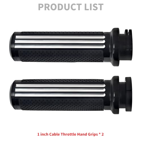 1 Inch Cable Throttle Handlebar Grips Motorcycle Hand Grips - color: #3 Black&Chrome