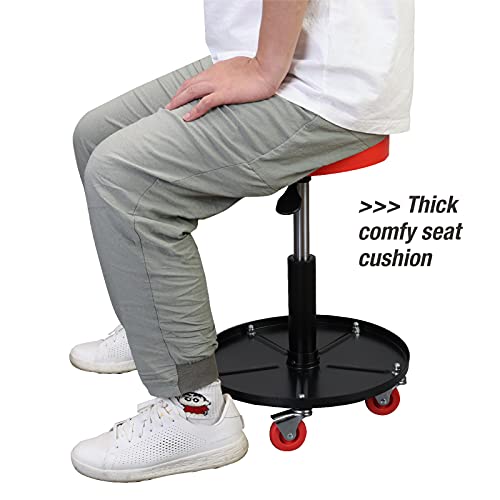 Big RED Pneumatic Rolling Mechanic Stool, Low Profile - style: 6201