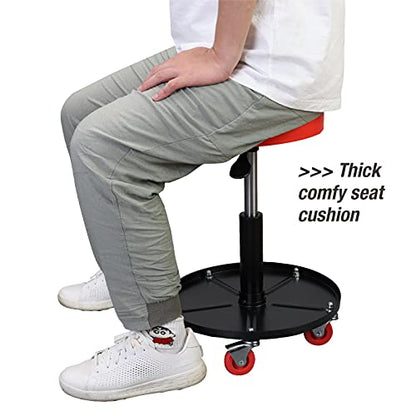 Big RED Pneumatic Rolling Mechanic Stool, Low Profile - style: 6201