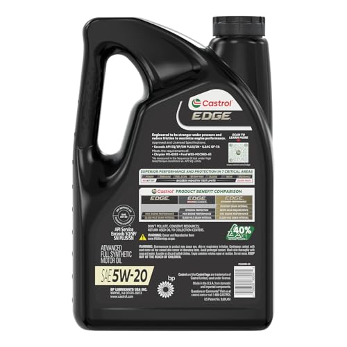 Castrol EDGE 5W-20 Advanced Full Synthetic Motor Oil, 5 Quarts, Pack of 3 - size: 5 Quarts, Pack of 3