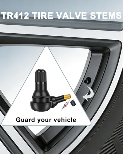 Riseuvo TR412 Tubeless Rubber Snap-in Tire Short Valve Stems, 5Pcs