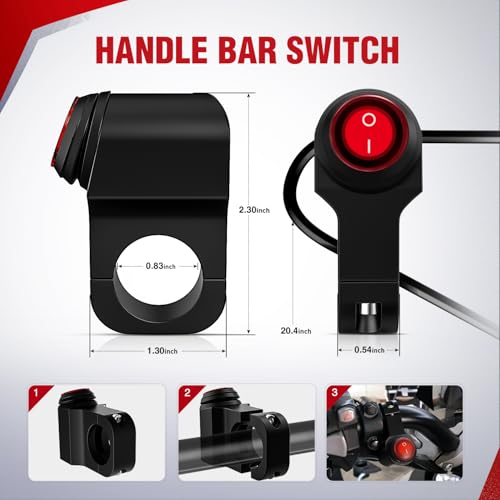 Nilight Motorcycle Handlebar Light Pod Wiring Harness Kit 12V On/Off Switch - color: Motorcycle Handlebar Switch Wiring--2 Leads