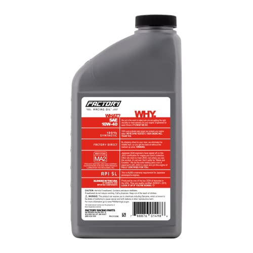 Factory Racing Parts 10W40 Oil Change Kit compatible with Kawasaki ZG1200