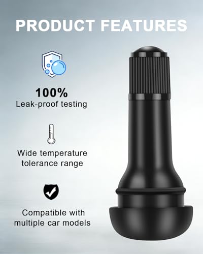 Riseuvo TR413 Tubeless Rubber Snap-in Tire Valve Stems, 100Pcs