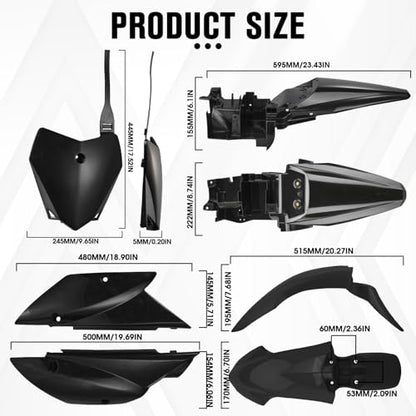 CHANGCHENG Dirt Bike Plastic Kits for KLX 110/KLX 110L 2011-2026 Black - color: Black, size: Complete Fender Kit