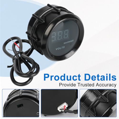 DC12V Voltmeter Red Digital LED Volt Gauge Voltage Meter Kit 2" 52mm - size: Volt Gauge