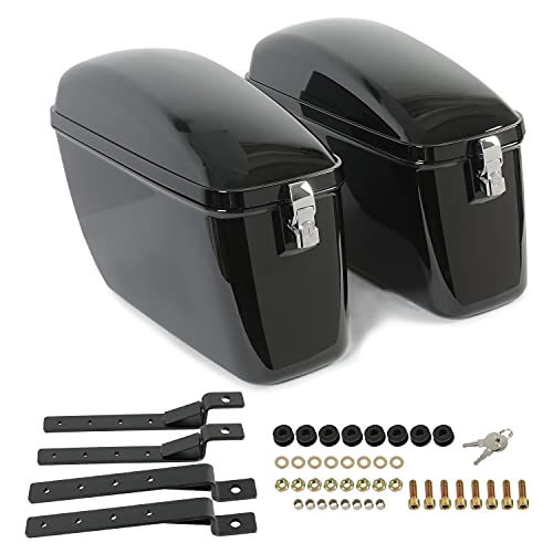 Vivid 60L Hard Saddle Bag Trunk W/brackets Compatible with Harley Honda