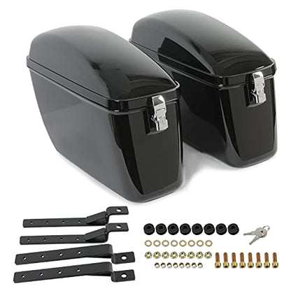 Vivid 60L Hard Saddle Bag Trunk W/brackets Compatible with Harley Honda