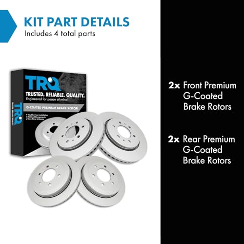 TRQ Front and Rear Brake Rotors Set Premium G-Coated - style: BRA15441