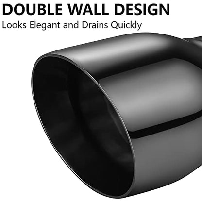 A-KARCK Double Wall Exhaust Tips Black Chrome 3" Inlet, Muffler Tip with Never Fading and Peeling Coating, 3" Inlet 4" Outlet 5" Long - size: 3" inlet - 4" outlet