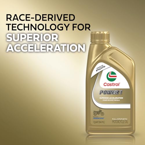 Castrol Power1 4T 5W-40 Full Synthetic Motorcycle Oil, 1 Quart, Pack of 6 - size: 1 Quart