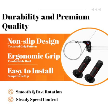 7/8" 22mm Twist Throttle Handle Grips Cable Kit Handlebar Powersports Grips