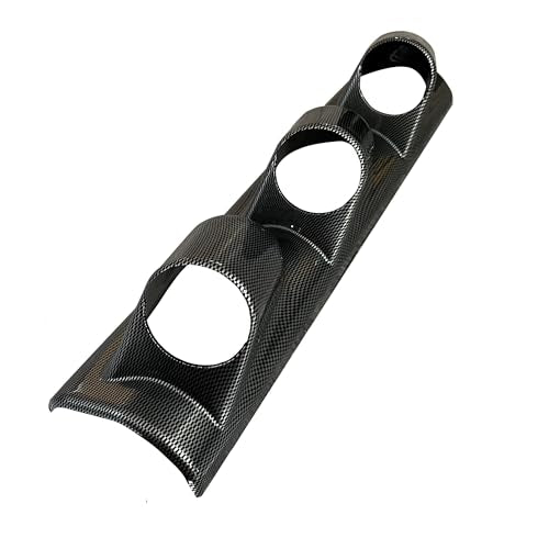 Universal Black 2" 52mm Triple 3 Hole Pillar Gauge Pod Holder - size: LONG CARBON