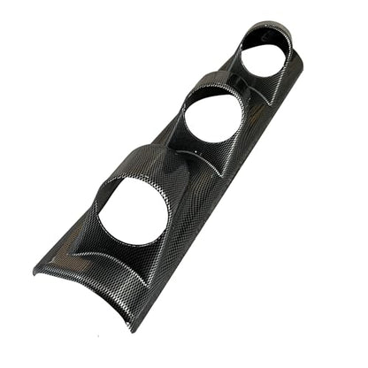 Universal Black 2" 52mm Triple 3 Hole Pillar Gauge Pod Holder - size: LONG CARBON