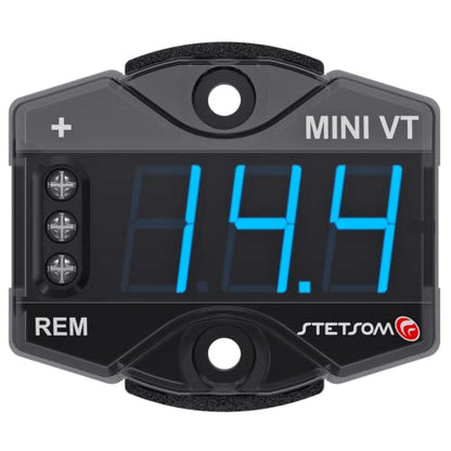 Stetsom MiniVT Digital Display Mini Voltmeter High Accuracy Blue LED 7V~30V Automotive Car Motorcycle Battery Voltage Panel Meter Easy Connection Remote Power for Car Audio Systems