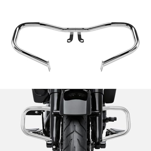 TCT-MOTORPARTS Chopped Engine Guard Crash Bar Fit for Harley Touring Road King, Street Glide, Electra Glide Standard 2014-2024 - color: Chrome