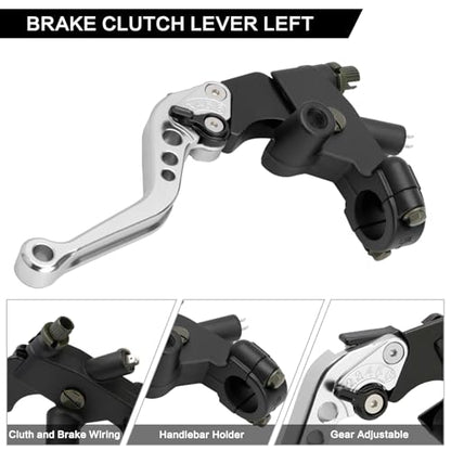 Motorcycle 7/8" 22mm Handlebar Brake Master Cylinder Clutch Lever - color: Silver