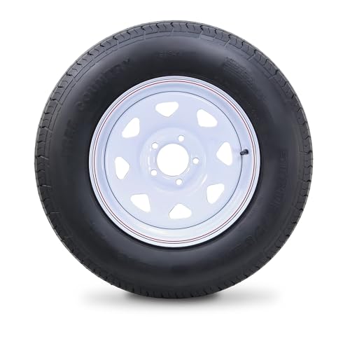 Free Country Trailer Tire Wheel ST205/75D14 6PR C 99L 5X4.5 White Spoke Rim - size: ST205/75D14 /6PR /5X4.5