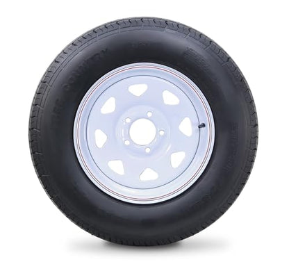 Free Country Trailer Tire Wheel ST205/75D14 6PR C 99L 5X4.5 White Spoke Rim - size: ST205/75D14 /6PR /5X4.5
