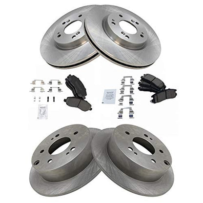 TRQ Front and Rear Brake Pad and Rotor Set Ceramic - style: BKA11179
