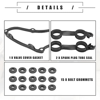 Motoforti Engine Valve Cover Gasket Kit for BMW E39 E46 E83 E85 11120030496