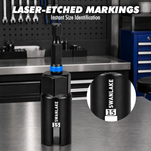 3-Piece Wing Nut Driver Set, 9mm, 12mm, 15mm, 1/4 Inch Hex Shank Power Nuts Driver Bit, Wing Nut Socket for Eye Bolt, Hook Bolt Installation, Wire Twisting - color: Wing Nut Driver Set Black