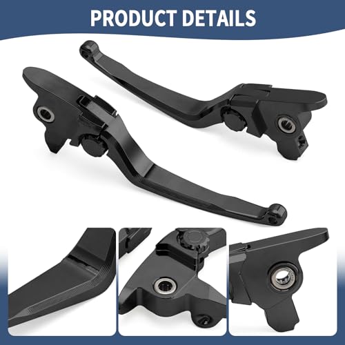 Motorcycle Levers Brake Clutch Handle Lever Adjustable Fit for Harley 2017-2020 Touring Road King Electra Glide Road Glide Street Glide 2019-2020 Trike Tri Glide Freewheeler (Short, Black) - color: Black