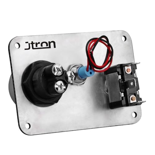 DC12V Racing Car Ignition Switch Panel Carbon Fiber Rocking Switch+Engine Start Push Button with Red Indicator Light (Red) - color: Red