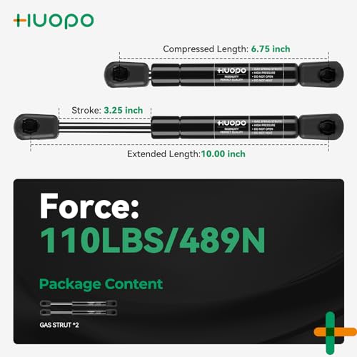 HUOPO 10 inch 110lb Gas Struts for Heavy Lid, Heavy Duty Tool Box Shocks - style: 10" 110lb
