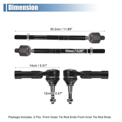 X AUTOHAUX 4pcs Front Inner Outer Tie Rod Ends Kit Suspension Steering Tie Rod End for Buick Verano for Chevrolet Cruze for Chevrolet Volt Drag Link No.EV800884