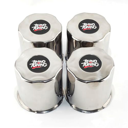 RTrhinotuning 4 PCS 4.25 in Stainless Steel Trailer Wheel Center Caps for Truck SUV RV Rim Center Caps 4.37“ Tall Chrome Push Through Hub Covers - color: Chrome