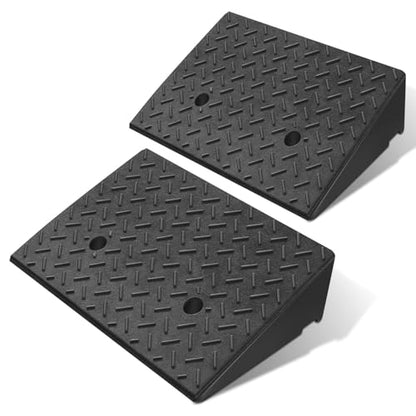 DNA Motoring 2pcs 5.3" Rise Rubber Curb Ramp Heavy Duty Loading Driveway Ramp Threshold Ramp 19.5" W x 13.6" D x 5.3" H for Loading Dock, Warehouse, Motorcycles, Cars, TOOLS-00646 - style: 5.3 in 2pcs