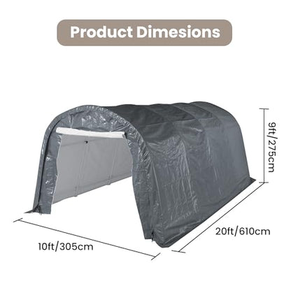 SUNBURY 10x20 ft Carport, Portable Garage, Heavy Duty Outdoor Carports Tent, Waterproof Storage Shelter with Zipper Door for Car, Truck, Boat, ATV, Grey - style: Grey-10x20 FT