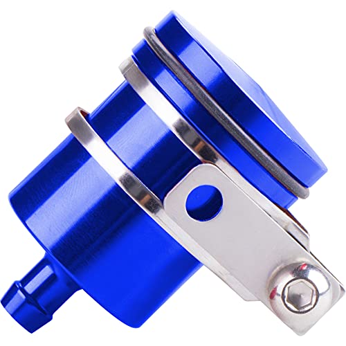 Universal Motorcycle Aluminum Brake Fluid Reservoir Oil Cup Fit For Yamaha Kawasaki Honda Suzuki BMW and more （Blue) - color: blue