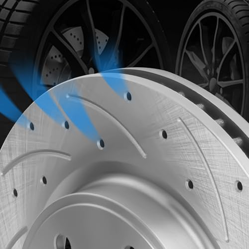 12.80" inch Front Drilled and Slotted Brake Rotors Kits - size: S-55150+D1169