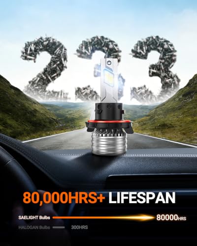 SEALIGHT H13 Bulbs, 120,000LM 17X Brightness, 9008 H13 6500K White, IP68 Waterproof 80000Hrs Lifespan, 5X Heat Dissipation driving, Plug and Play, Tail Light Assemblies, 2 Pack - color: White, size: H13