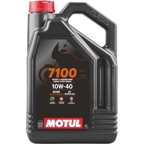 Motul 7100 4T 10W-40 Full Synthetic Motorcycle Oil - Ester Technology - API SP JASO MA2 Wet Clutch Safe - Engine and Gearbox Protection for Street Sport Adventure 4L - color: 10W-40, size: 4L
