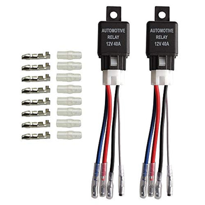 Gebildet 2pcs Car Relay Harness 12V 40A 4 Pin SPST Harness Sockets with Color-Labeled Wires for Automotive Truck Motorcycle Boat