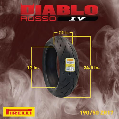 Pirelli Diablo Rosso IV Front & Rear Tire Set 110/70 ZR 17 & 190/50 ZR 17 - size: 110/70 ZR 17 54H; 190/50 ZR 17