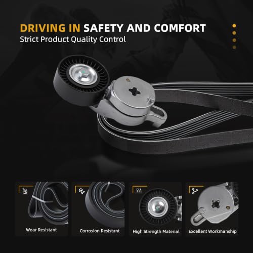 Serpentine Belt with Tensioner Kit for Toyota Camry/RAV4 L4 2.5L 2009-2018 - size: 2011-2016 for Camry/RAV4