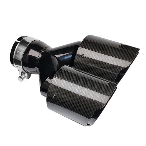 Dual Carbon Fiber Exhaust Tips 2.75 inlet to 3.5" Outlet Tailpipe Fit for 70 mm Exhaust Pipe Black - color: Glossy Black, size: 2.75 INCH