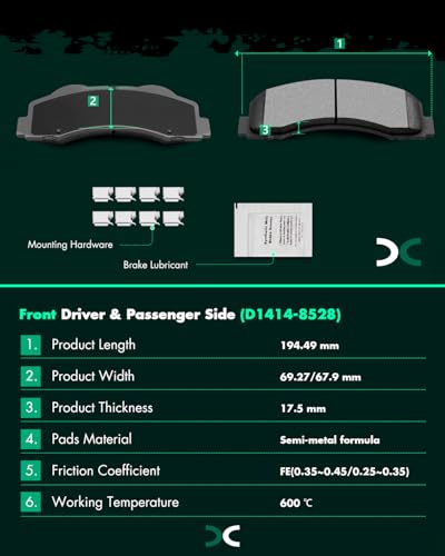 SCITOO Front 13.78" Rear 13.7" Brake Pads and Rotors Kits Brakes Kit - size: 54153+D1414 & 54186+D1602 [4+8PCS]